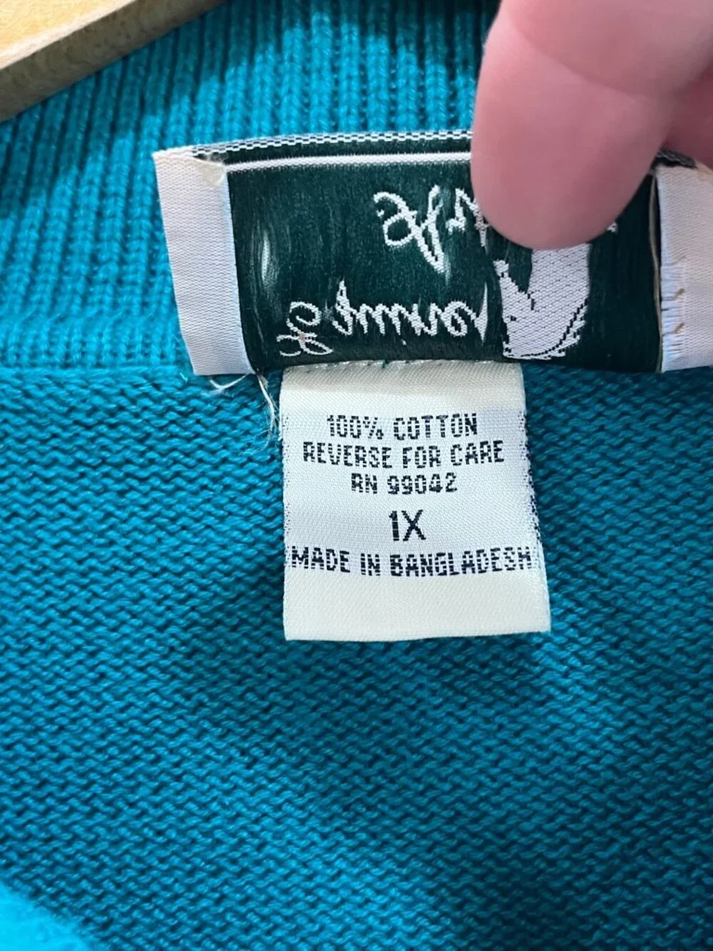VTG Equine Art Wear Cardigan Sweater Womens 1X Teal Blue Embellished Horse